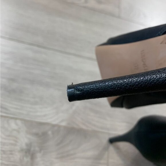 REISS Black Pointed Toe Leather Heeled Ankle Boots - Picture 6 of 11